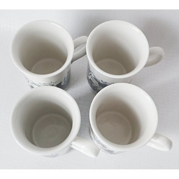 4 Vintage Black Cats in Garden Mugs Wood Holder Vintage England - Picture 5 of 8